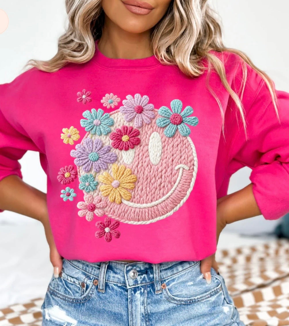 Faux Yarn Smiley - GLITTER