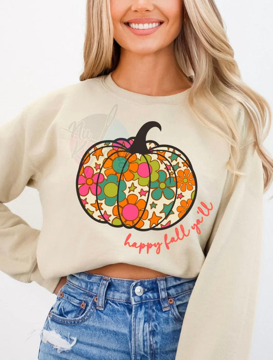 Happy Fall Y'all Flower Pumpkin GLITTER
