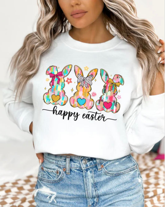 Happy Easter Water Color Rabbits GLITTER