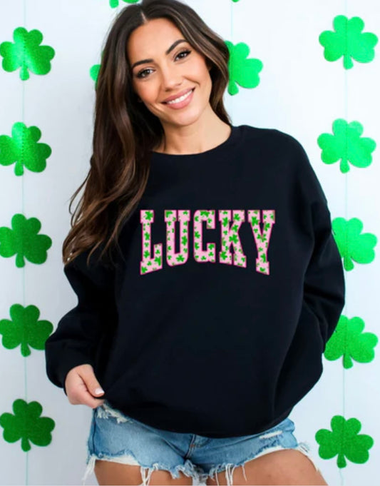 Lucky Pink with Shamrocks GLITTER