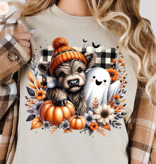 Highland Cow with Ghost - GLITTER