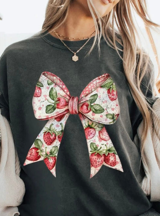 Hot Strawberry Bow GLITTER