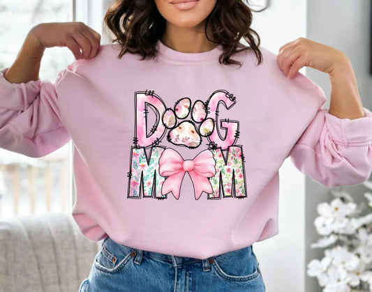 Dog Mom with Bow GLITTER